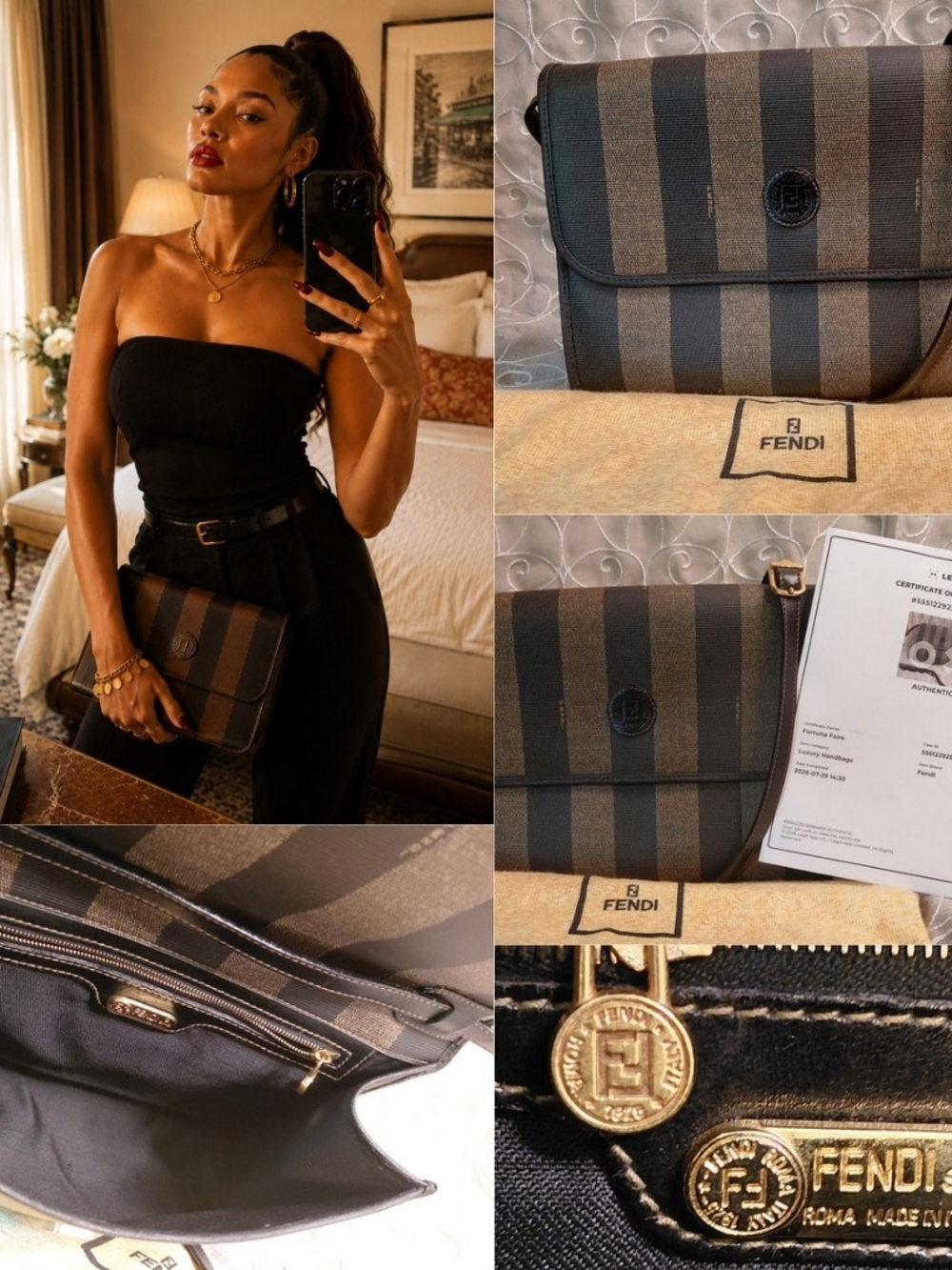 Vintage 1980's Fendi Pequin Flap Convertible Crossbody